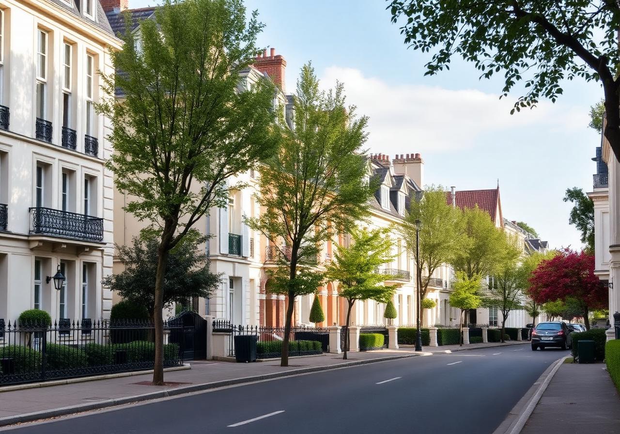 Rue résidentielle dans le Val-d'Oise